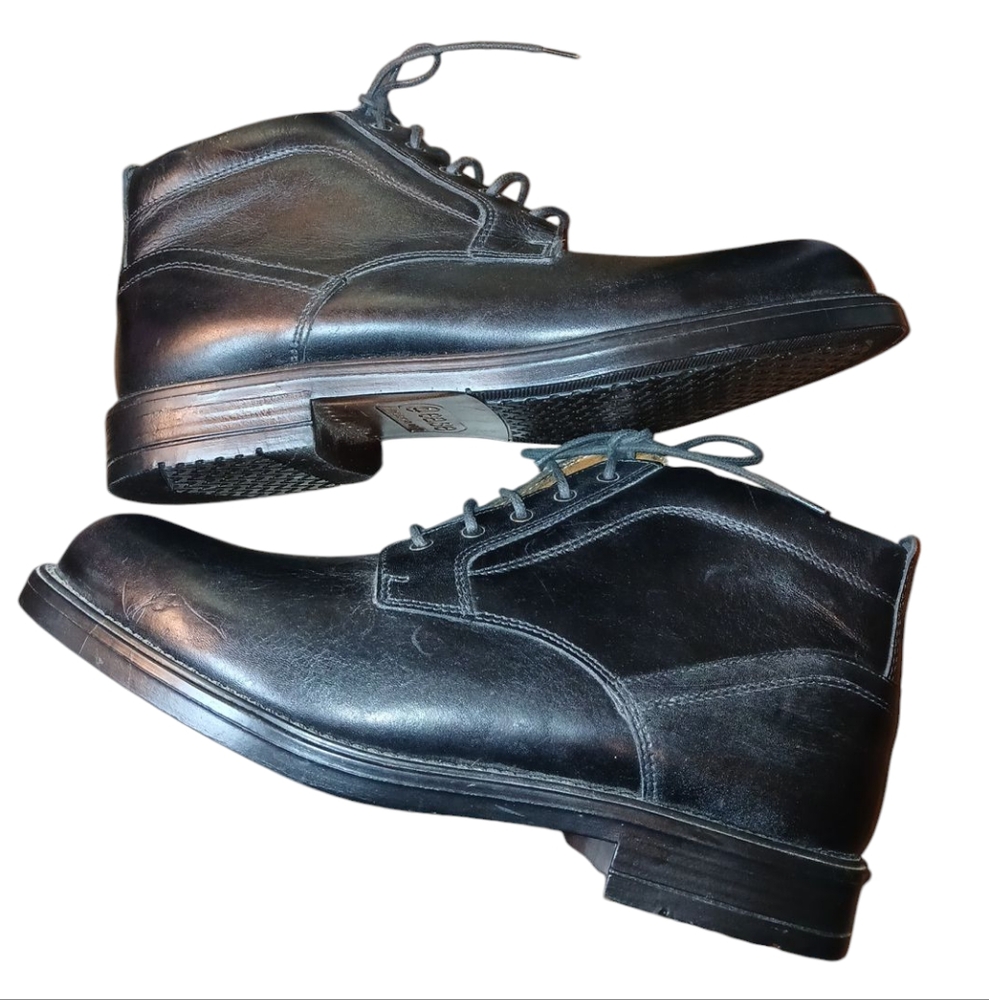 FLORESHEIM@EASE Men's Black Leather Oxford lace up boots sz 9.5 Mint Condition